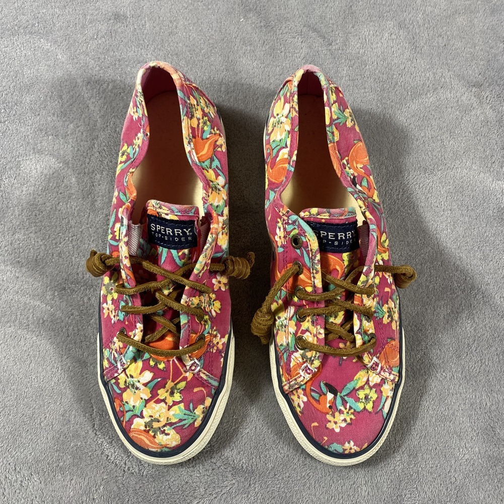 Sperry Shoes Sneakers Womens 7M Seacoast Top Sider Pink Floral Spring Summer